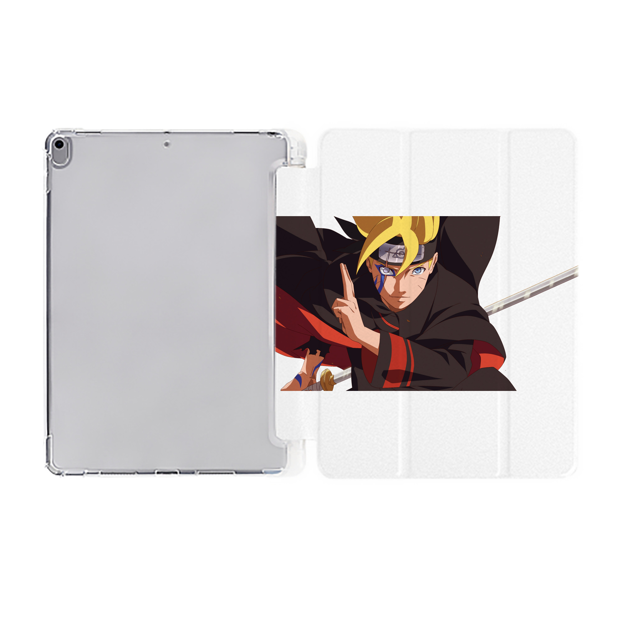 （画像用） NARUTO -ナルト- うずまき ボルト Uzumaki Boruto IPad ケース ペン収納付き 三つ折りスタンド PUレザー×シリコン 対応機種9.5/10.5/10.9インチ